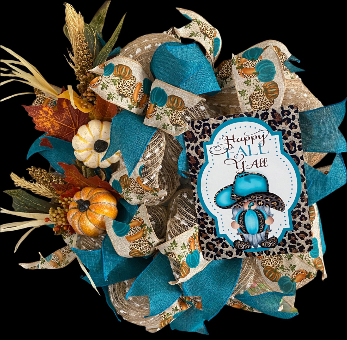 Happy Fall Y'all Teal Wreath
