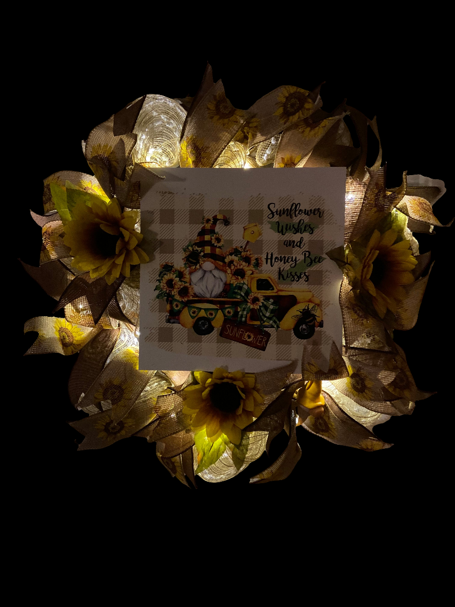 Sunflower Wishes Gnome Wreath