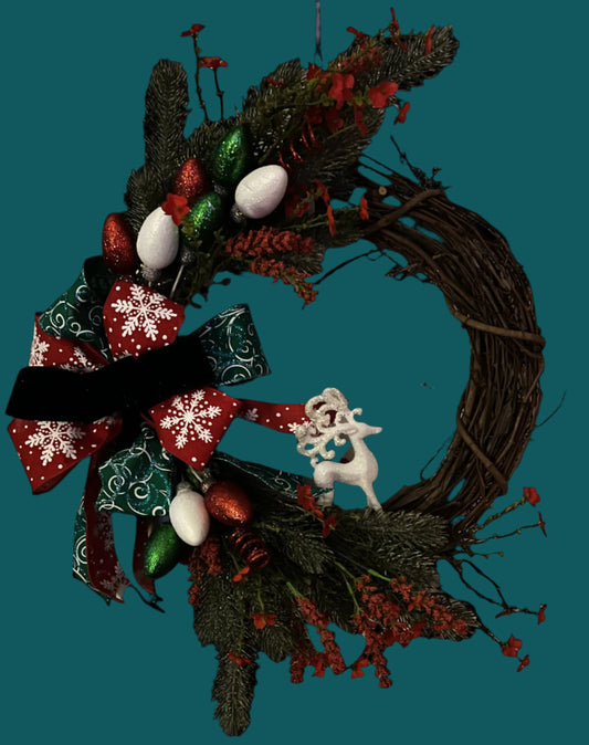 Christmas Wreath - Deer on Grapevine