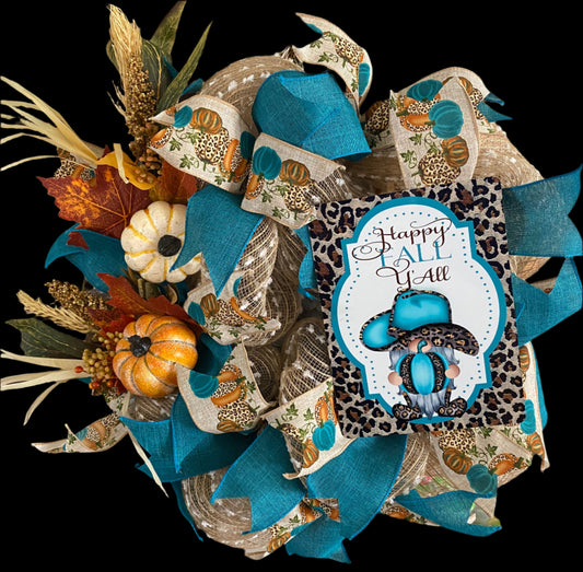 Happy Fall Y'all Teal Wreath